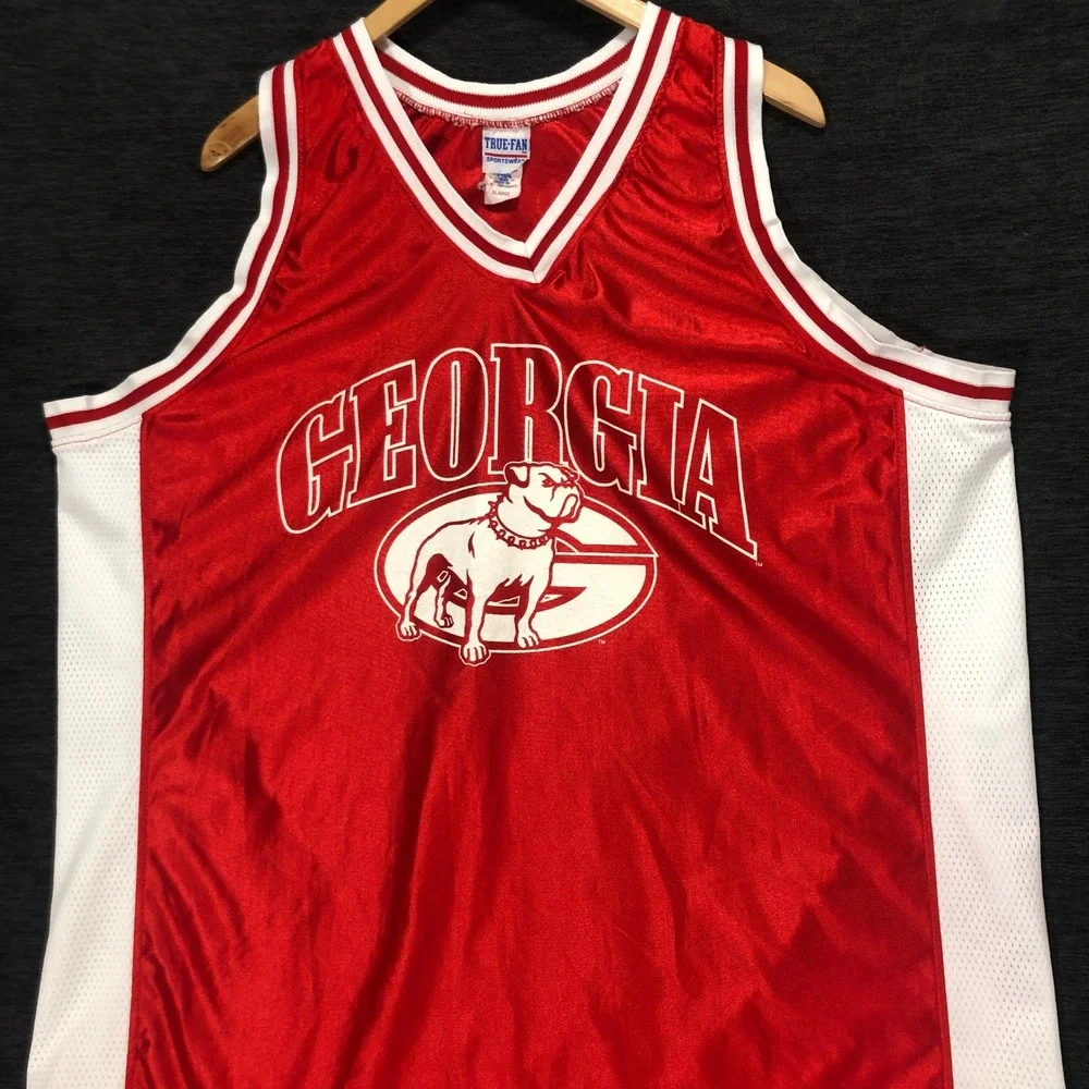 True Fan Georgia Bulldogs‎ Jersey NCAA Basketball Sleeveless Red Men's Size XL